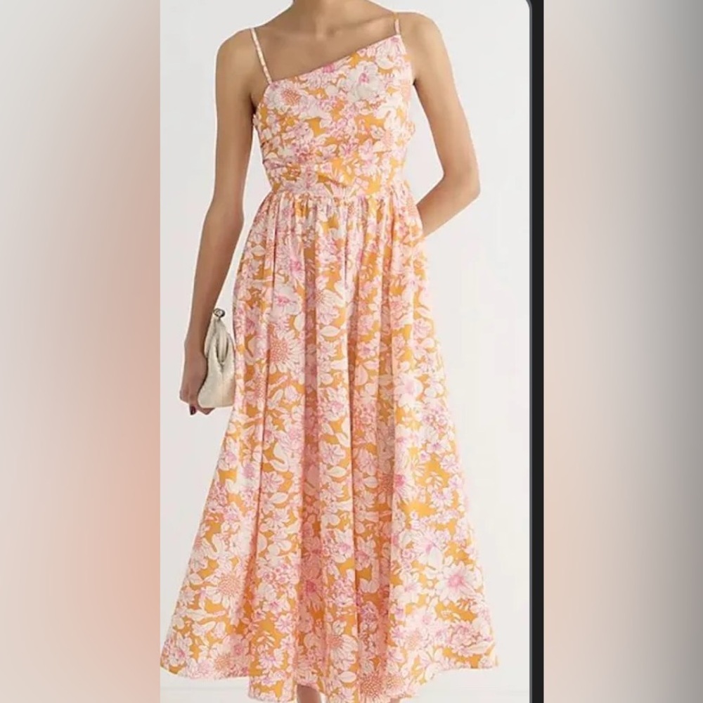 J.Crew midi dress cut out orange and pink size 6